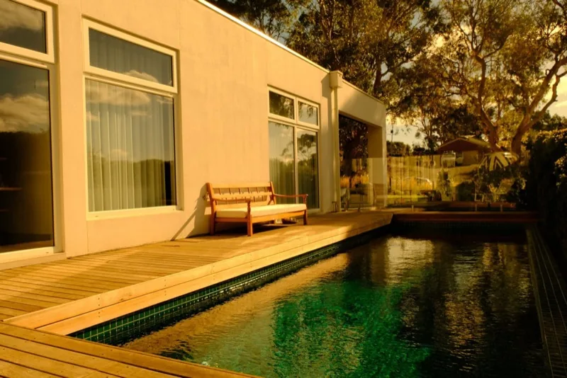 Custom hardwood timber deck around pool in Adelaide
