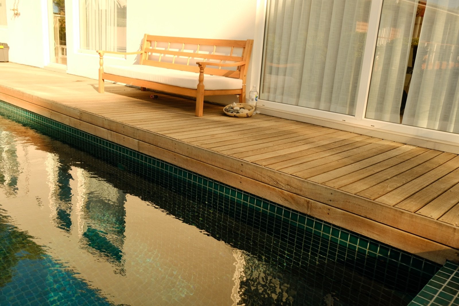 Timber grain close-up on pool deck